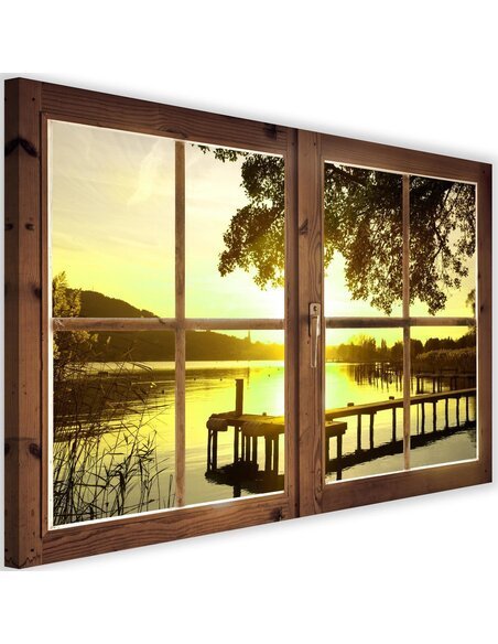 Tableau window, sunset over the bridge imprimé sur toile