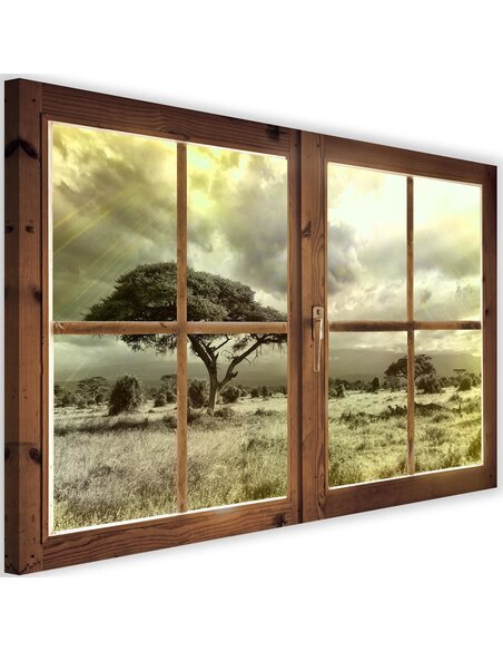 Tableau window, a view of the savannah imprimé sur toile