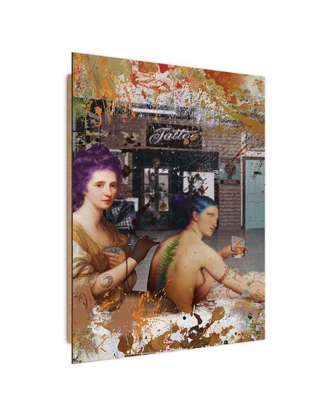 Tableau green tattoo imprimé sur bois