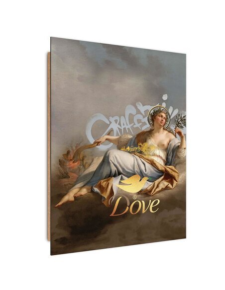 Tableau Peace and Love imprimé sur bois