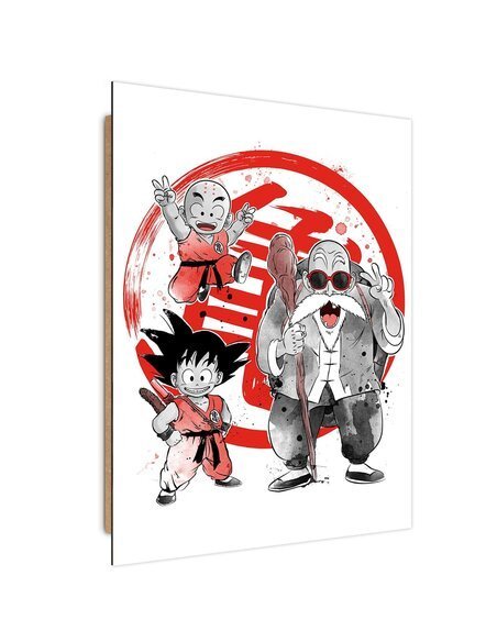 Tableau Manga little warriors imprimé sur bois