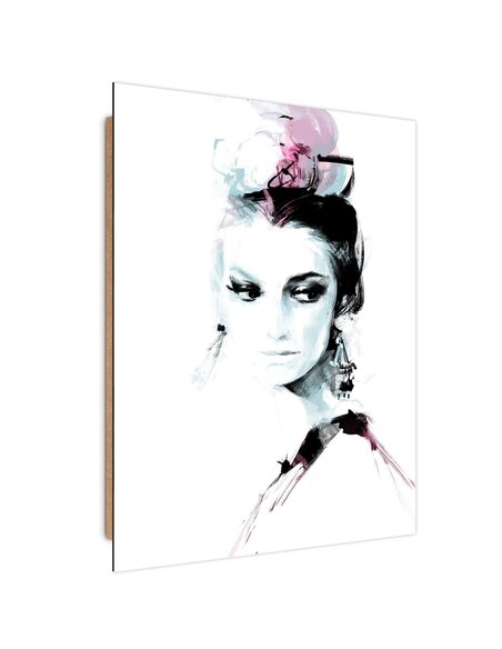 Tableau portrait of a pensive woman imprimé sur bois