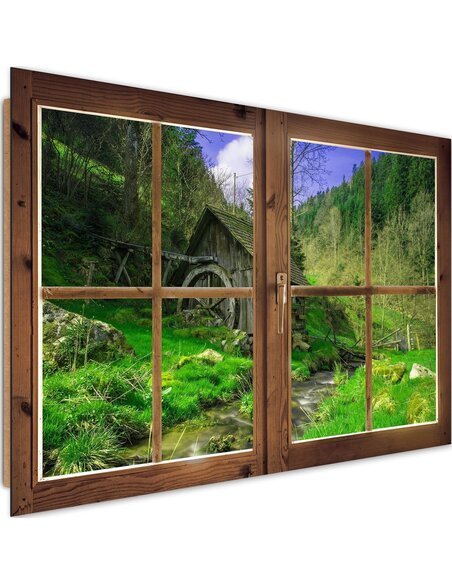 Tableau an old mill in the mountains imprimé sur bois