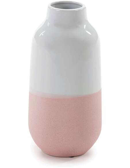Vase 15x15x30 Céramique Blanc/Rose