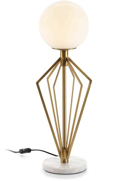 Lampe de Table 23x23x68 Verre Blanc/Marbre Blanc/Métal Doré