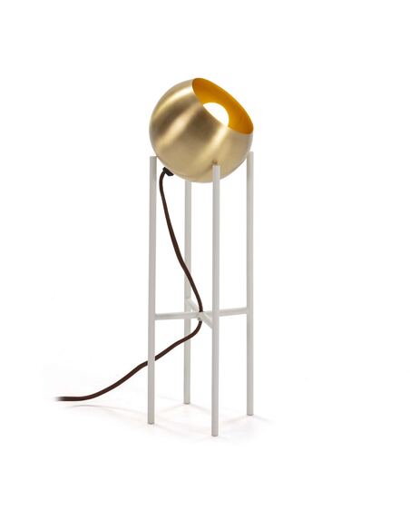 Lampe de Table 15x15x46 Métal Doré/Blanc