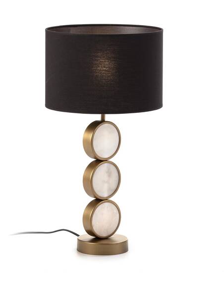 Lampe de Table sans abat-jour 13x13x43 Marbre Blanc/Métal Doré