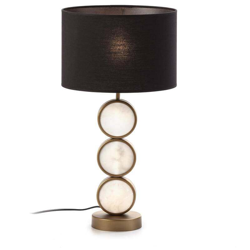 Lampe de Table sans abat-jour 13x13x43 Marbre Blanc/Métal Doré