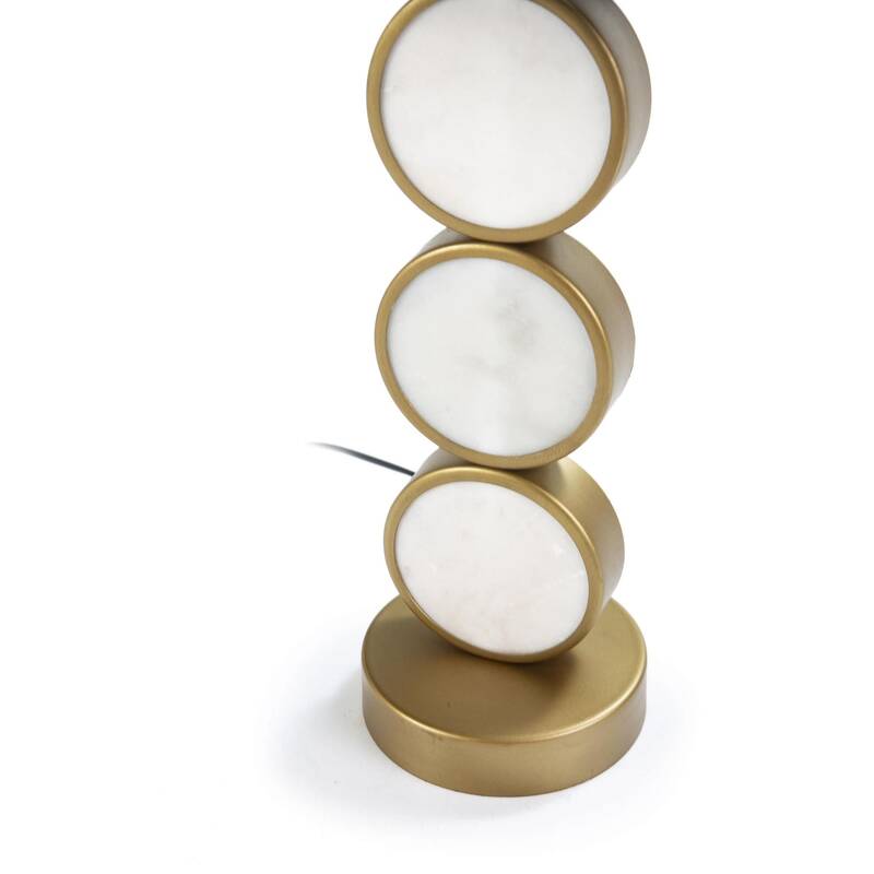 Lampe de Table sans abat-jour 13x13x43 Marbre Blanc/Métal Doré
