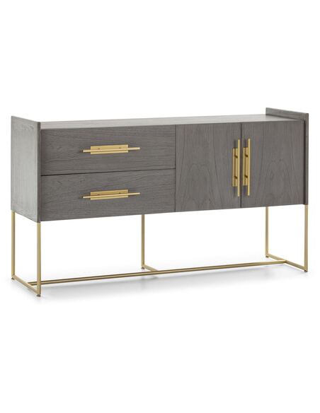 Buffet 150x46x86 Bois Gris/Métal Doré