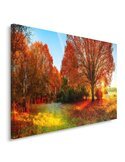 Tableau paysage d'automne vu de profil montrant l'épaisseur du châssis