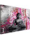 Tableau bouddha et bambou rose et gris, vue de face