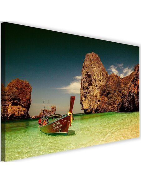 Tableau Colorful Boat On The Sea Shore