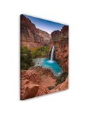 Tableau cascade bleue parmi les rochers, en toile sur châssis en pin