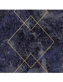 Tableau carrés d'or en gros plan, détail des losanges dorés et de la texture bleue
