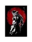 Tableau Big Boss de face, silhouette en noir et blanc sur disque rouge