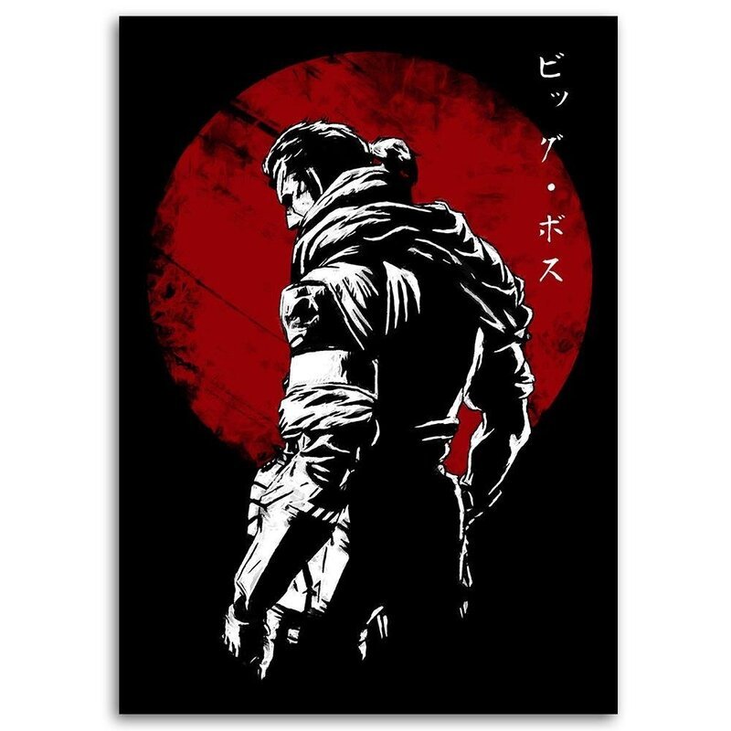 Tableau Big Boss de face, silhouette en noir et blanc sur disque rouge