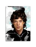 Tableau portrait de Mike Jagger, vue de face sur fond blanc et gris