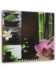 Tableau bois bamboo orchid zen stones