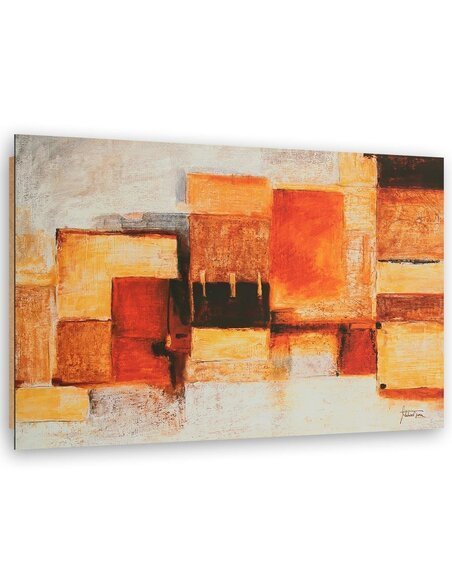 Tableau bois rectangles Abstraction