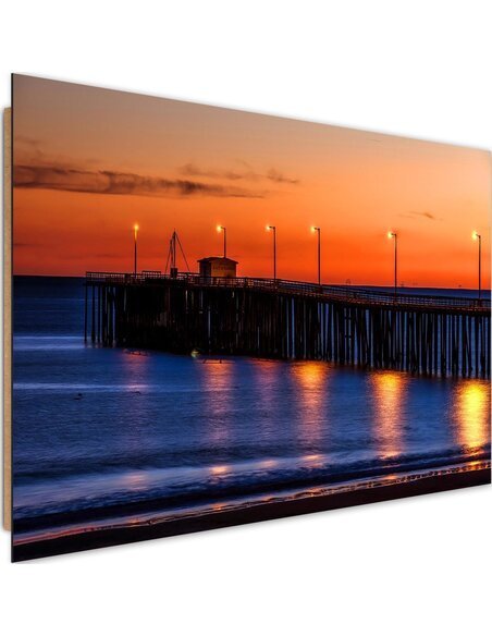 Tableau bois Lamps on the pier 4