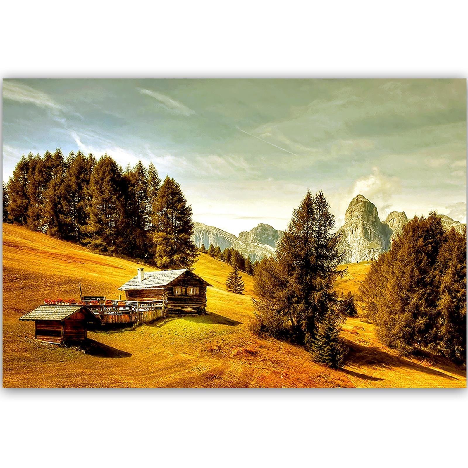 Tableau Mural Bois Montagnes 3D - Déco Alpine Style Art Déco