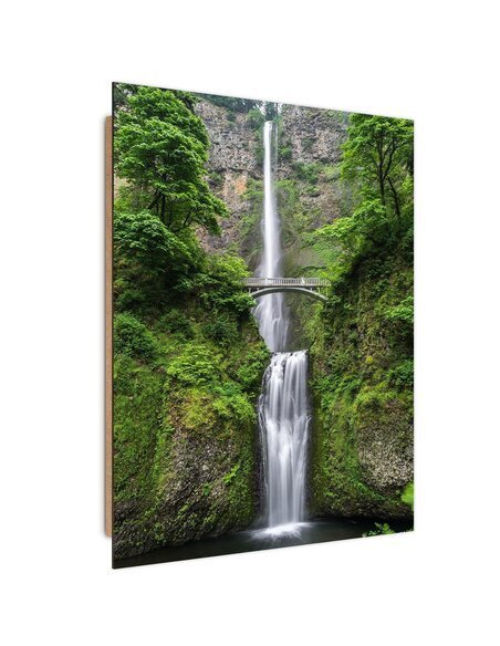 Tableau bois Bridge over waterfall