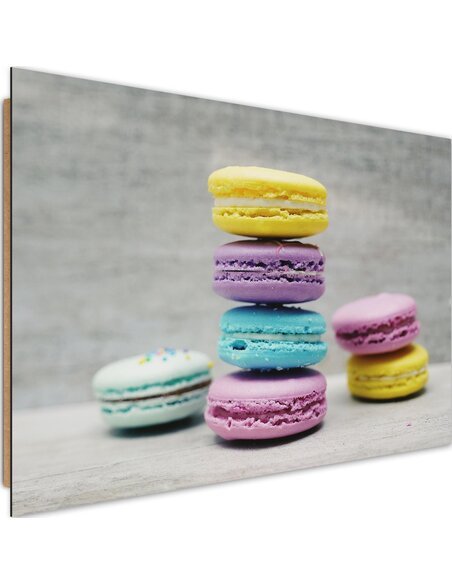 Tableau bois colorful macaroons