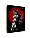 Tableau bois Metal Gear Big Boss rouge et noir, vue de côté avec tranche en bois visible