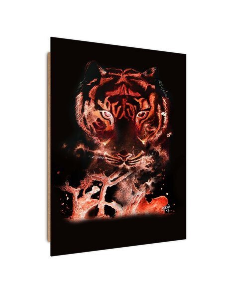 Tableau bois tiger on a red background