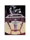 Tableau bois abstraction man in jail