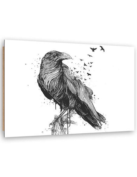 Tableau bois Raven flying birds