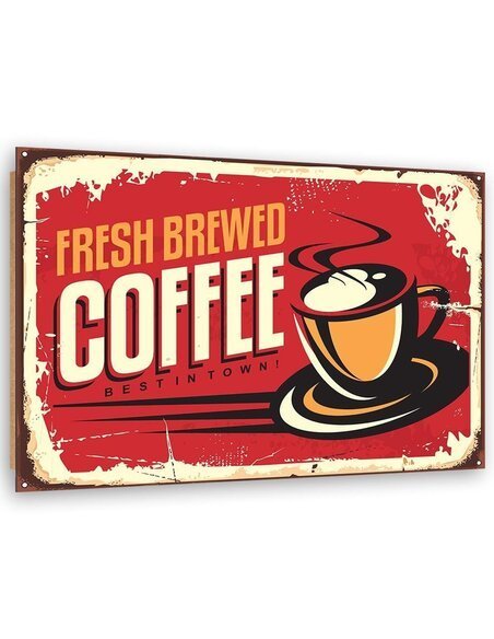 Tableau bois Retro - fresh coffee