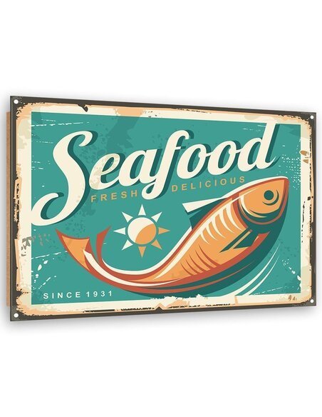 Tableau bois Retro - seafood