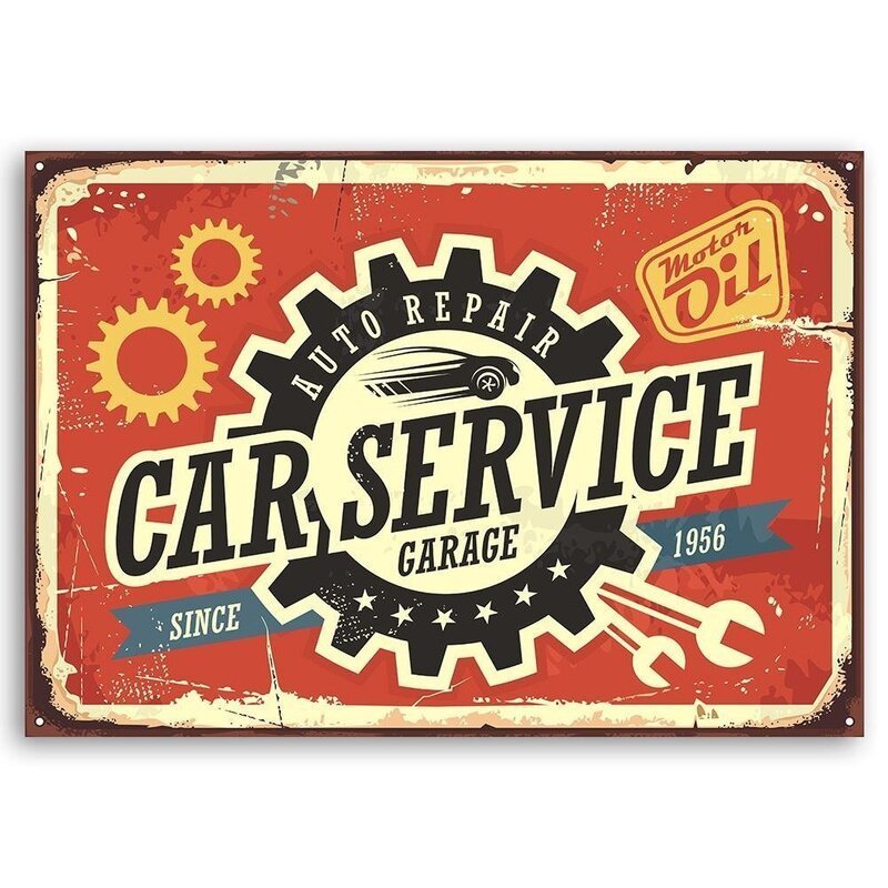 Tableau retro service de voiture vue de face en plein cadrage