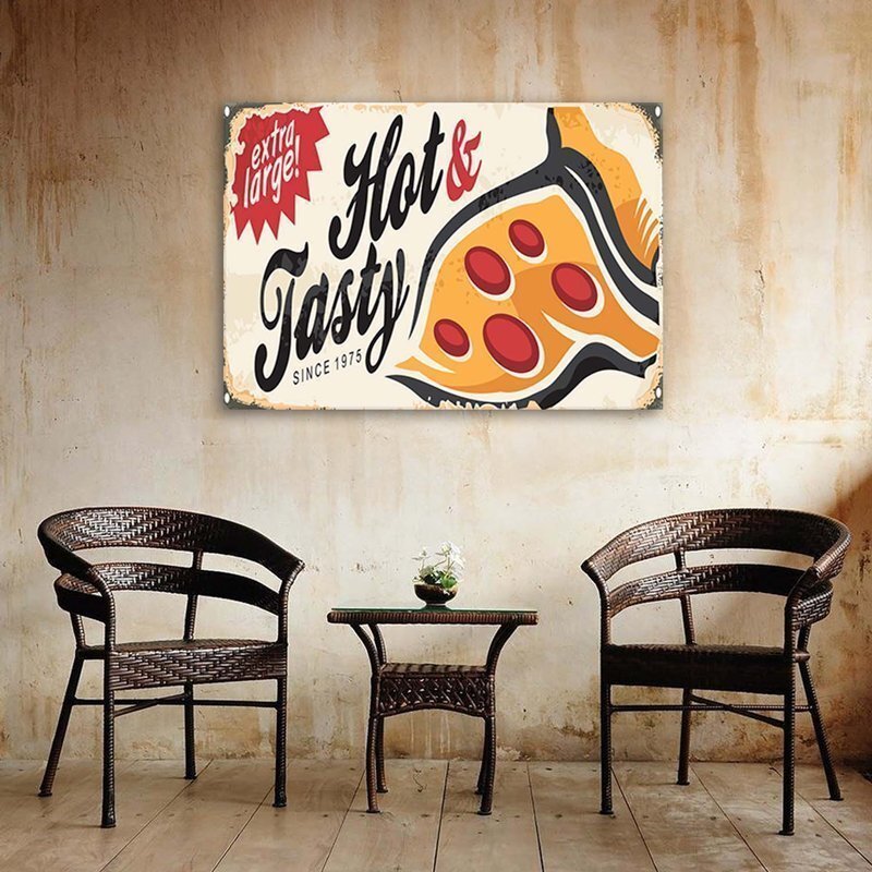Tableau bois Retro - pizza