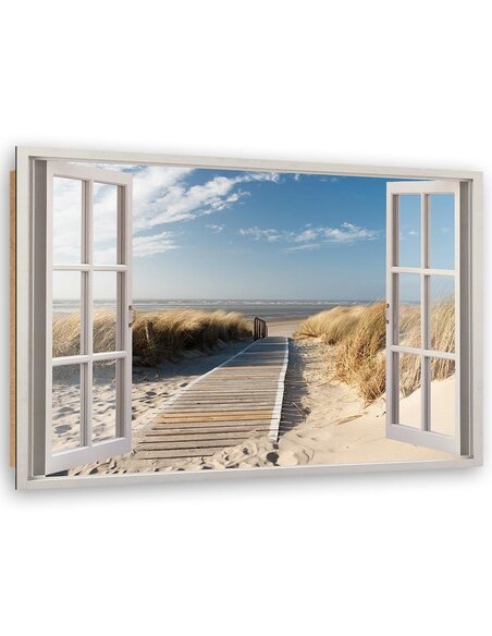 Tableau bois window footbridge to the beach