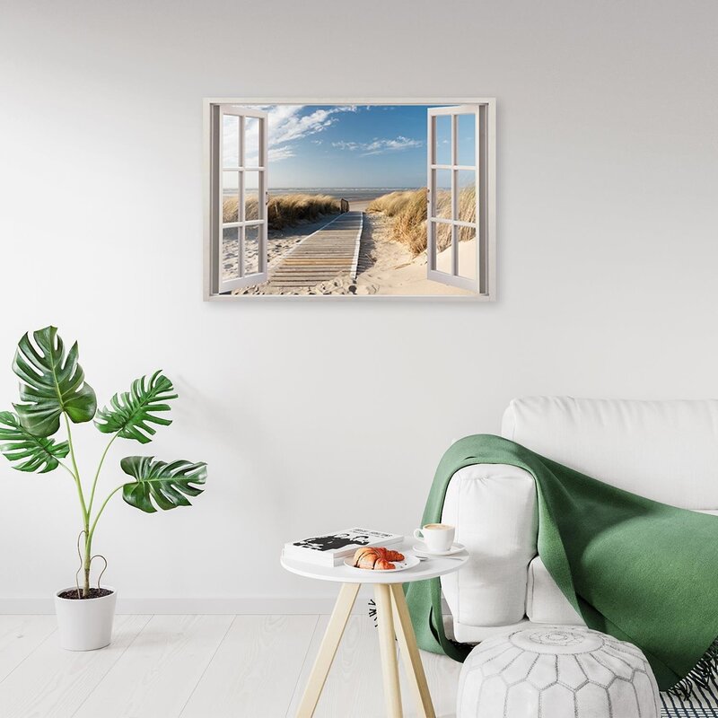 Tableau bois window footbridge to the beach