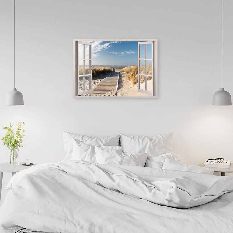 Tableau bois window footbridge to the beach