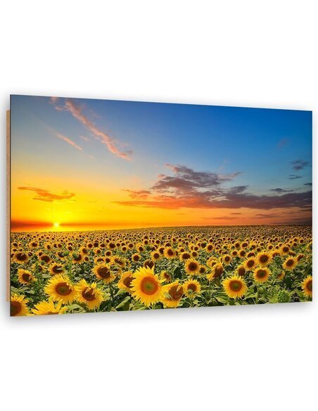 Tableau bois meadow of sunflowers