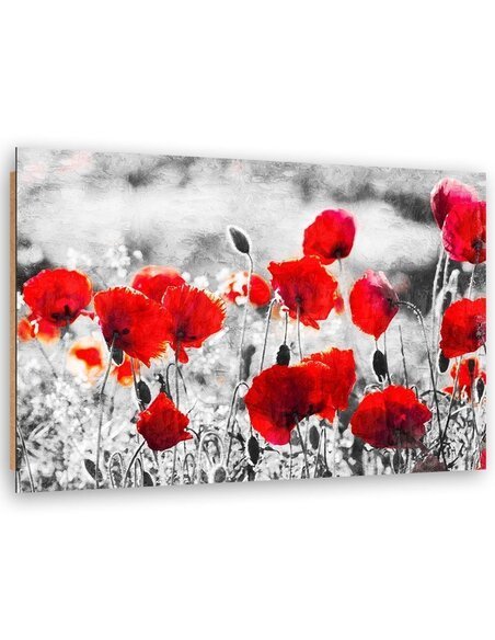 Tableau bois Red poppies