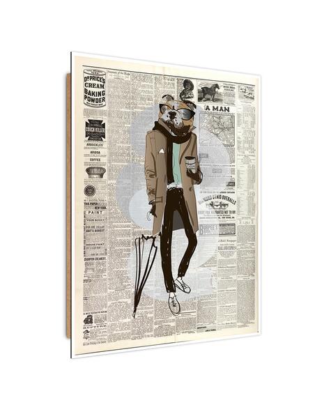 Tableau bois bulldog against newspaper