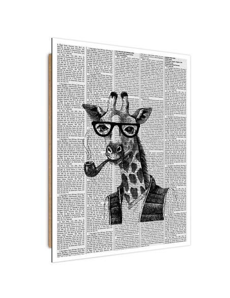 Tableau bois giraffe illustration in a newspaper