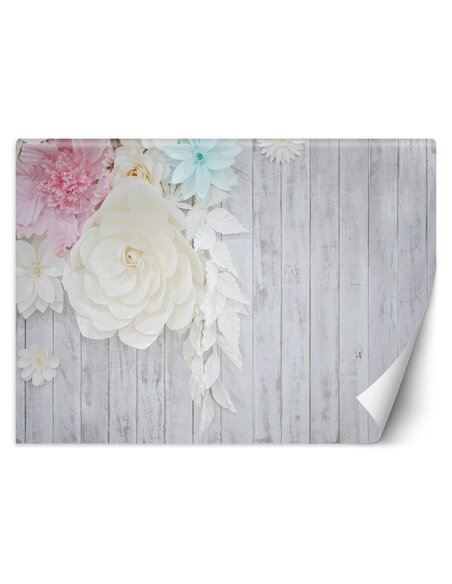 Papier peint Bois et fleursL | Feeby | Gris