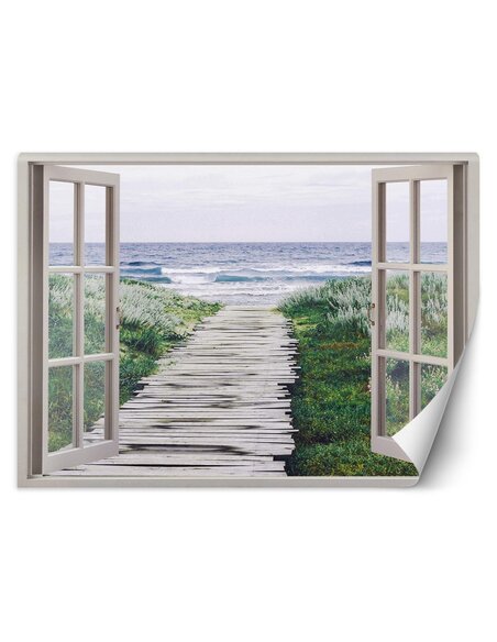 Papier peint Passerelle de fenêtre sur la plageL | Feeby | Beige