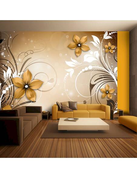 Papier peint adhésif Rhapsodie brune | Artgeist | Brun, blanc, jaune