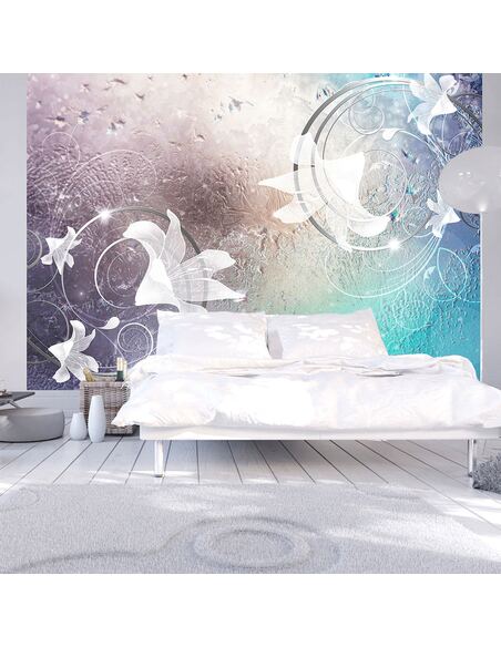 Papier peint adhésif Fleurs de verre | Artgeist | Blanc, bleu, gris