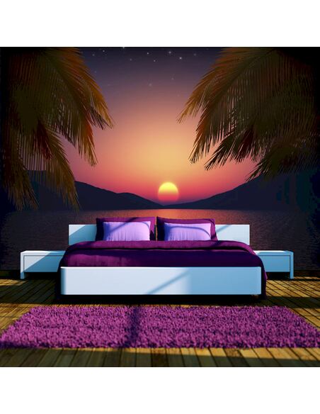 Papier peint adhésif Soir romantique | Artgeist | Bleu marine, rouge, jaune, vert