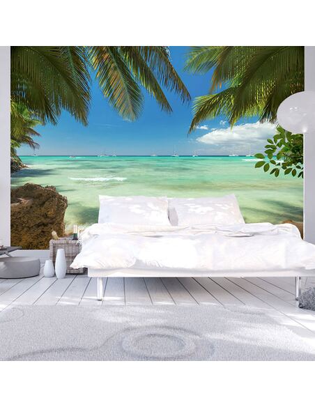 Papier peint adhésif Détente sur la plage | Artgeist | Beige, bleu, vert, azuré