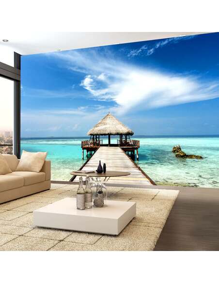 Papier peint adhésif Aventure de vacances | Artgeist | Bleu, azuré, turquoise, gris, blanc